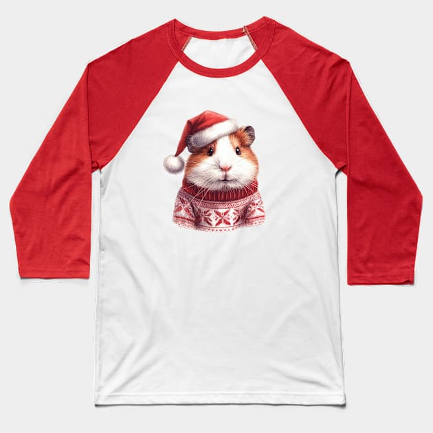 Guinea Pig Santa Christmas Piggy Design Pet lovers Xmas Baseball T-Shirt by Tintedturtles